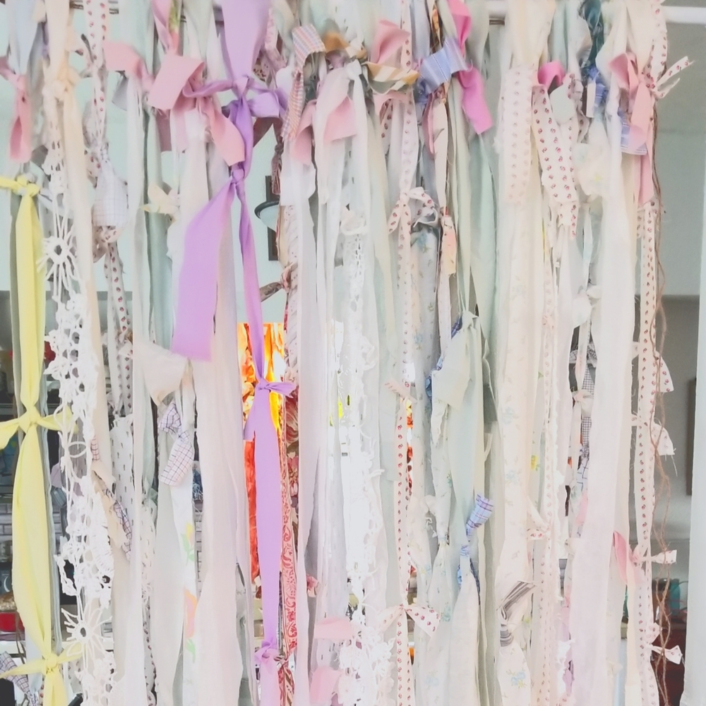 Cottage style Shabby Chic Curtains Shower or Window Farmhouse Retro